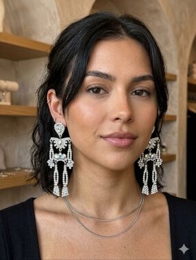 STREET REGION Crystal & Cubic Zirconia Skeleton Drop Earrings.